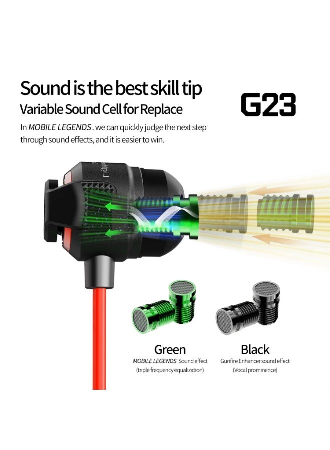 PLEXTONE G23 Gaming Headset with 3.5mm Jack, Screw-in In-Ear Gaming Headphones with Deep Bass Sound and Microphone, Compatible with PCs/Mobile Phones and Video Games, Color: Red - Image 4